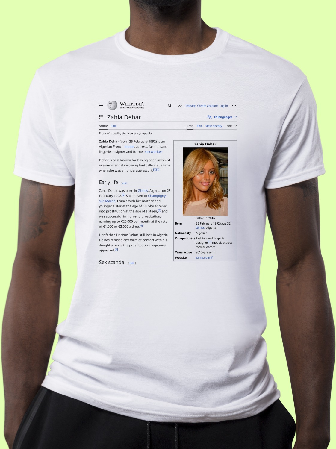 Zahia_Dehar Wikipedia Shirt